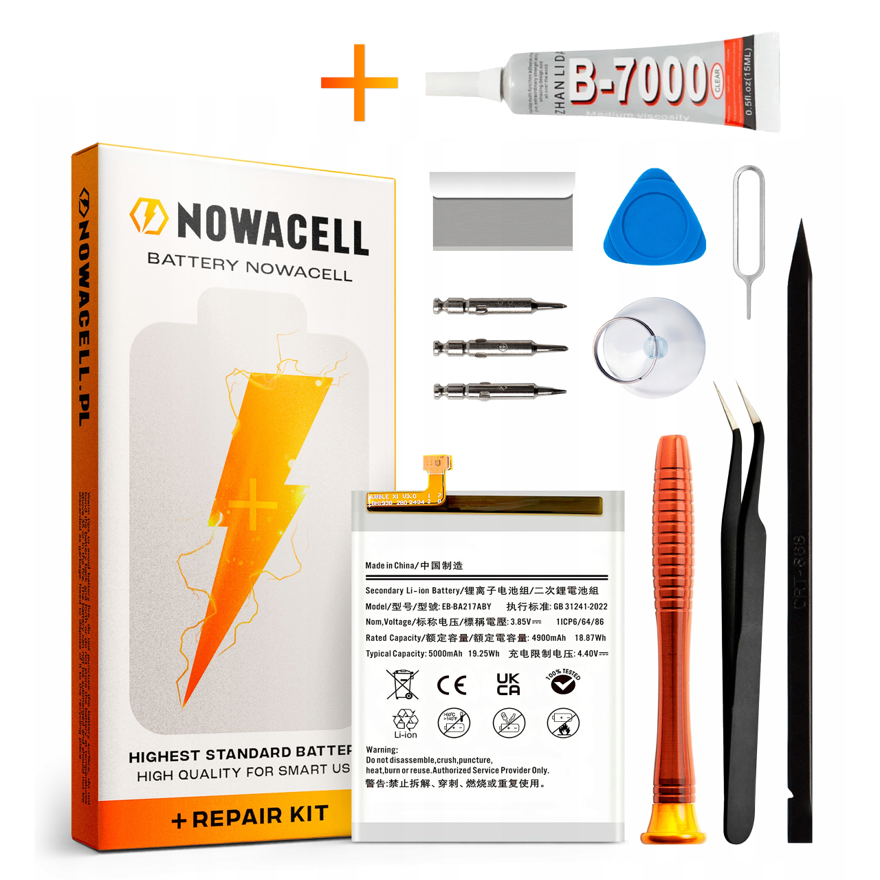 Zestaw Bateria EB-BA217ABY + KLEJ do Samsung A21S A12 A02 A13 M12 5000 mAh