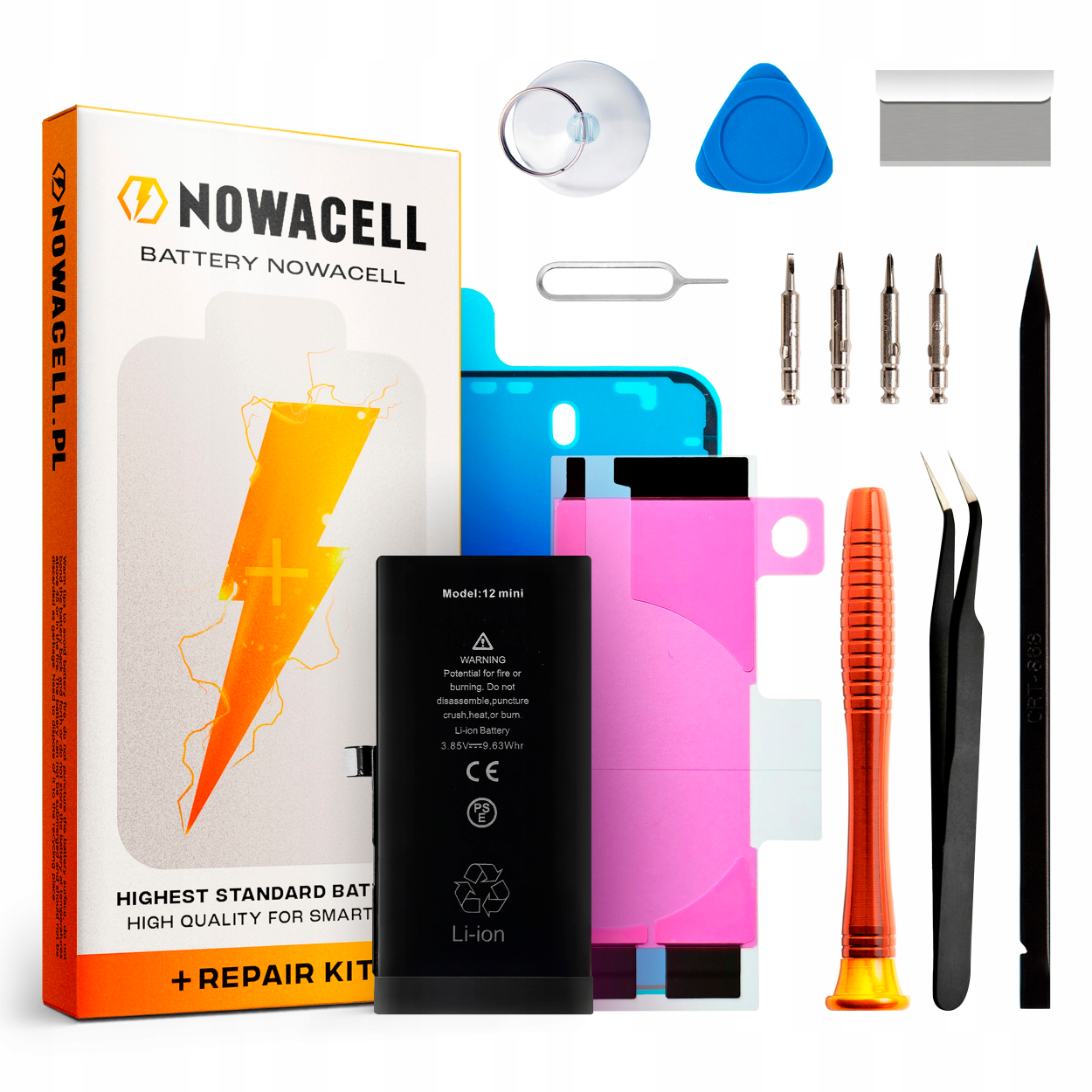 Bateria do iPhone 12 Mini Większa Pojemność 2510 mAh Zestaw NOWACELL