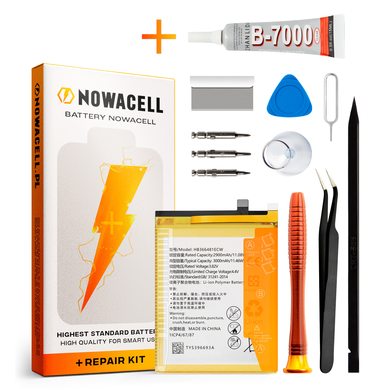 Zestaw Bateria HB366481ECW + KLEJ do Huawei P9 3000 mAh NOWACELL