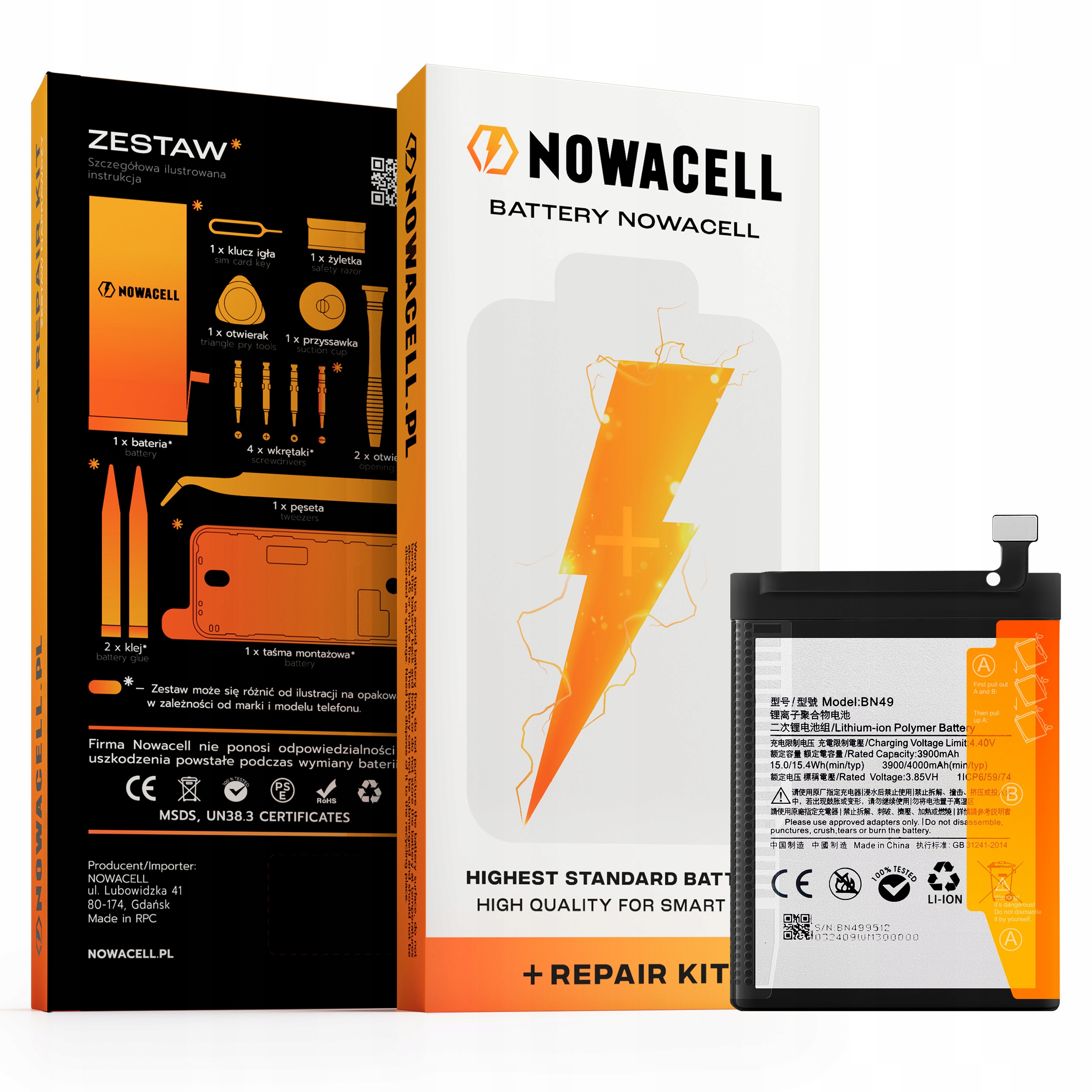 Bateria BN49 do Xiaomi Redmi 7A, 4000 mAh, Zestaw Naprawczy