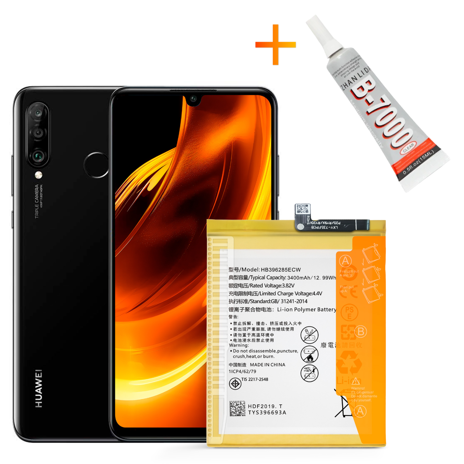 Bateria HB396285ECW + KLEJ B7000 do Huawei P20 Honor 10 3400 mAh Akumulator