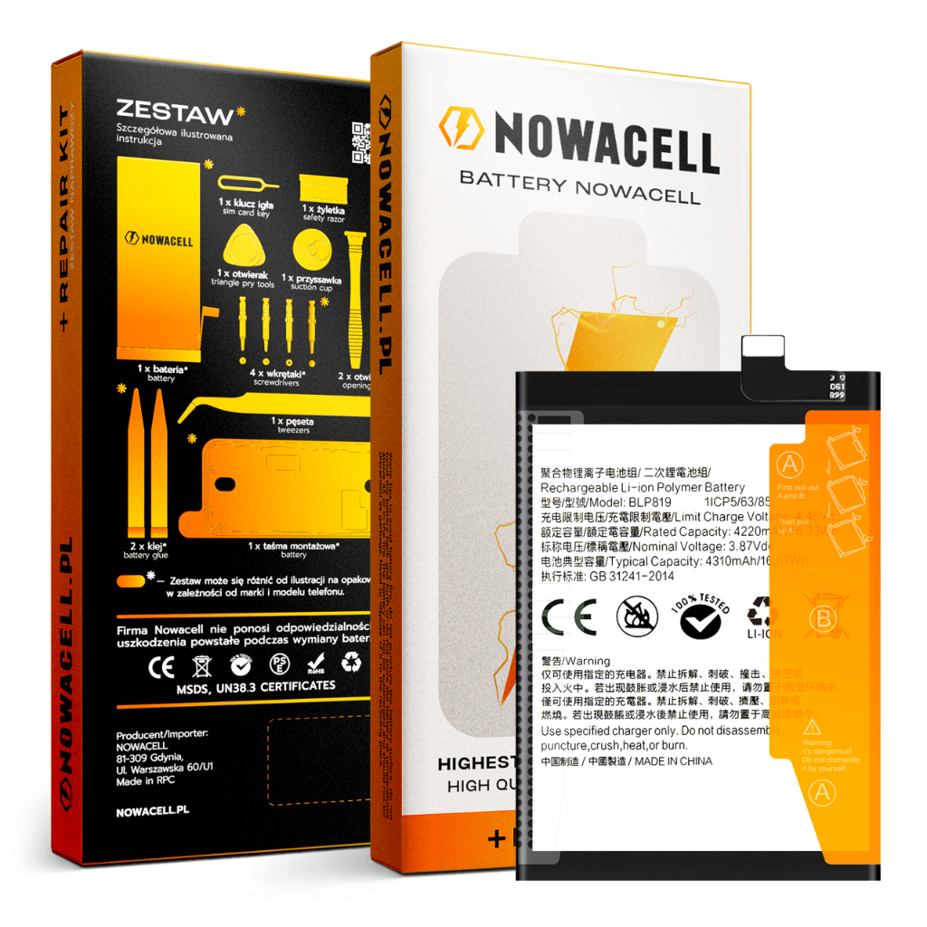 Zestaw Bateria BLP819 do Oppo Reno 5, F19 Pro Plus, 4310 mAh NOWACELL